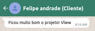 Print de depoimento de cliente